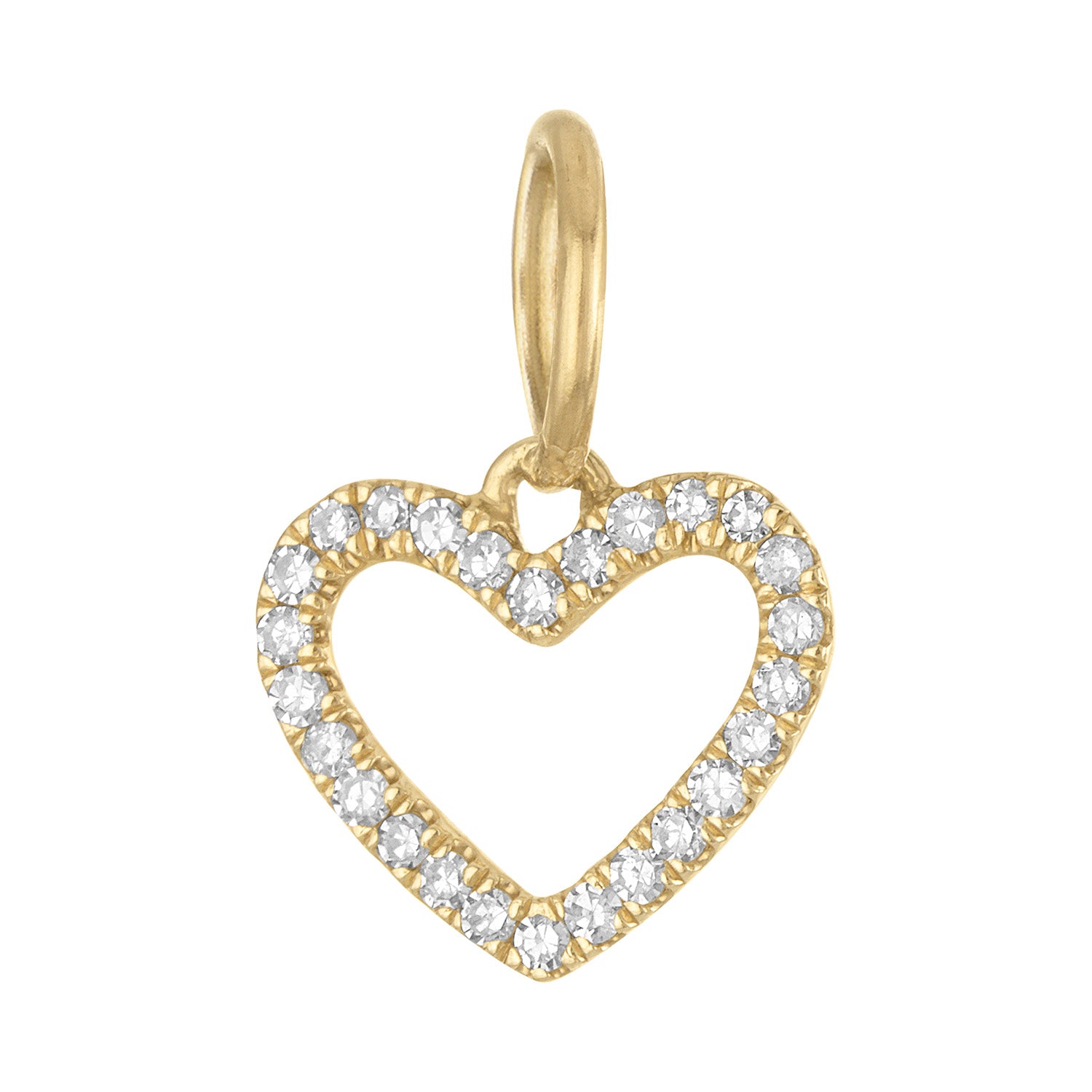 Diamond Heart Mini 14K Gold Charm